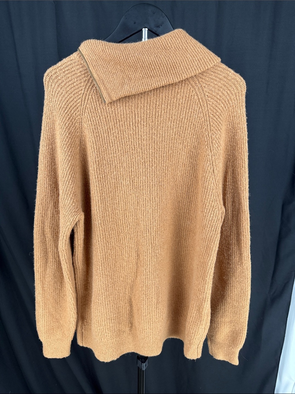 Nordstrom Baby Alpaca Wool Blend Camel Ribbed Zip Collar Sweater - Picture 5 of 7